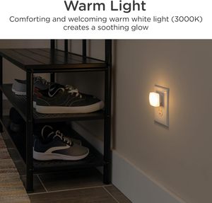 ไฟกลางคืนเด็กเล็ก 0.3W รูปทรงสี่เหลี่ยม LED พร้อมเซ็นเซอร์ตรวจจับแสง  แบบเสียบปลั๊ก ให้แสงนุ่มนวลอบอุ่น เหมาะสำหรับห้องนอน ห้องน้ำ ห้องครัว - Product Image 5