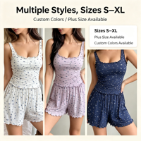 Ensembles de vêtements de nuit floraux pour femmes, ensemble pyjama avec short et poches, tenue décontractée pour la maison, 8 couleurs, S-XL