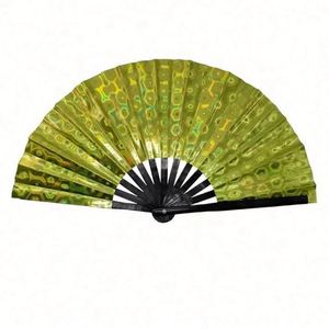 33cm Holographic Rave Carved Portable Fairy Handheld Fan for Party Large Folding with Multi Color Festival Use - Product Image 4