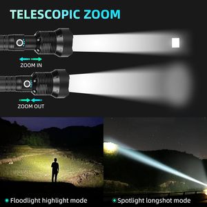Lampe torche LED en alliage d'aluminium personnalisée, rechargeable, étanche, camping, charge USB, base magnétique, zoom, IP44, faisceau spot 0-200M - Product Image 4