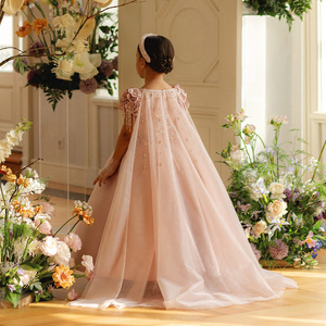 Abito <span class=keywords><strong>da</strong></span> Damigella d'Onore di Lusso <span class=keywords><strong>per</strong></span> <span class=keywords><strong>Bambina</strong></span>, in Raso Rosa, Stile Occidentale, <span class=keywords><strong>per</strong></span> Occasioni Speciali, Matrimoni, Feste Formali, Lungo fino a Terra - Product Image 2