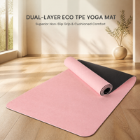 Tapis de yoga TPE double couche personnalisé avec lignes d'alignement corporel en relief, antidérapant, idéal pour le yoga chaud et les voyages