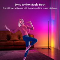 Lampadaire LED d'angle RGB avec éclairage de synchronisation musicale lampe d'angle trépied avec télécommande et contrôle d'application bricolage pour salon salle de jeu