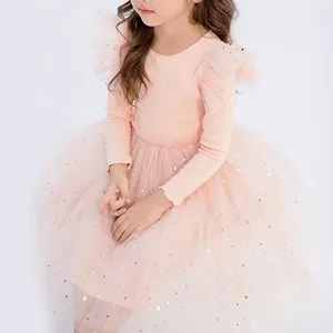 2024 New Arrival Spring Autumn Kids Luxury Frocks Princess Tulle Dress for 3-8T Girls