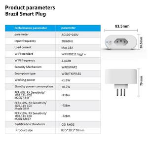 TY-BR Tuya Wifi <b>Socket</b> Adaptador Inteligente 16A Suporte Smart Life App Control Alexa Google Home Controle Voice - Product Image 6