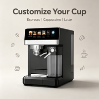 Cafetera Espresso Anbolife de 20 Bares con Pantalla Táctil Digital, Preparación Silenciosa, Jarra de Leche Desmontable, OEM ODM