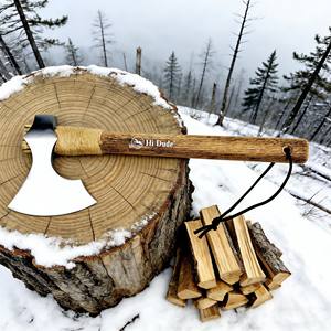 热销工业求生野营斧头战术战斧碳钢刀片木柄户外徒步狩猎用 - Product Image 2