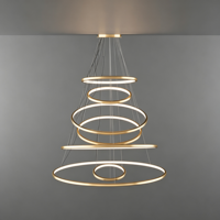 Lustre de luxe en or, en forme de pyramide inversée à plusieurs niveaux, DALI, à intensité variable, avec éclairage intérieur, en PET, acoustique, LED, pour hall d'hôtel