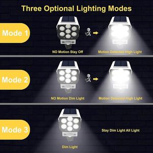 Luces Solares para Exteriores con Sensor de Movimiento, Cámara Falsa, 77 LED, Reflector Impermeable, Lámpara de Calle para Jardín, Hogar y Patio - Product Image 3