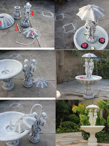 Fontaine cascade de <span class=keywords><strong>jardin</strong></span> rocailleuse, <span class=keywords><strong>ornement</strong></span> extérieur sur pied, <span class=keywords><strong>bassin</strong></span> à eau circulante, style européen, fait main - Product Image 4