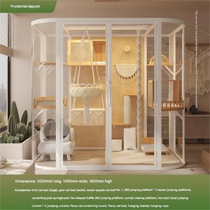 Kedi Villa kedi kafesi ekstra büyük lüks masif ağaç kapalı panoramik Pet camlı vitrin dolabı - Product Image 5
