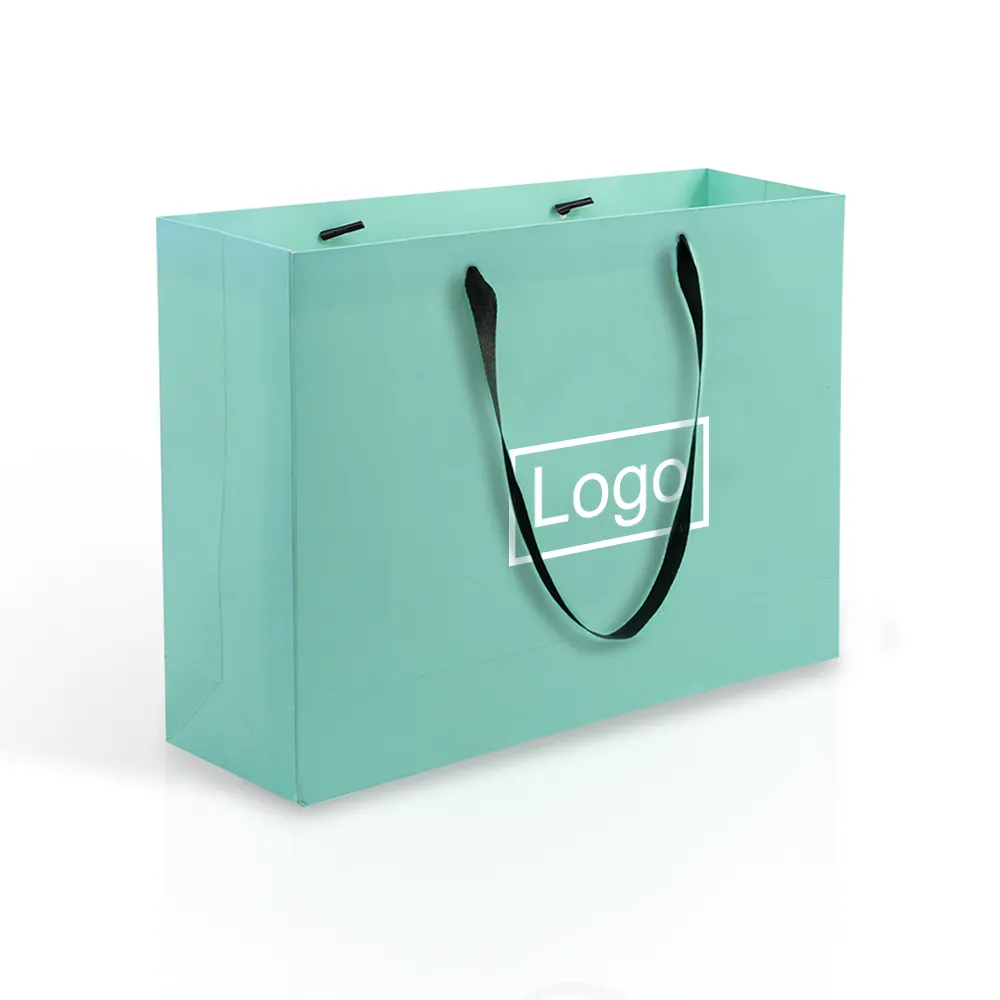 Lipack-حقيبة تسوق من التيفك باللون الأخضر من بوتيك بشعار مخصص مطبوعة حقائب تسوق لمستحضرات التجميل