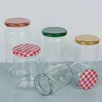 Pot à confiture en verre sans BPA, pot à miel, pot à cornichons, récipient en verre avec couvercle doré, pot à miel carré