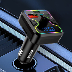 Émetteur FM pour voiture multi-ports KAKUSIGA, BT5.4, lumière RVB + écran LED, charge rapide et lecture audio <span class=keywords><strong>via</strong></span> BT/<span class=keywords><strong>USB</strong></span>/TF - Product Image 4