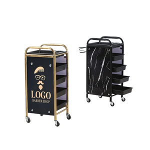Chariot d'Assistant Coiffeur Détachable en Métal Doré avec Conception Pliable à 4 Roues, Moderne et Anti-Nœuds pour Salon de Coiffure - Product Image 4