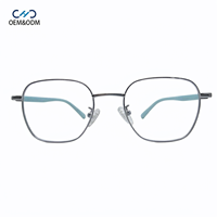 JJH26220 Montura de Gafas Unisex de Metal con Aro Completo, Estilo Vintage, Patrón Geométrico Sólido, Ligeras, con Patillas de Silicona Doble