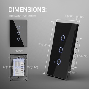 Módulo táctil de vidrio templado estándar de EE. UU. Interruptor WiFi de 3 bandas Tuya Smart Life APP Control remoto Interruptores inteligentes para automatización del hogar - Product Image 3