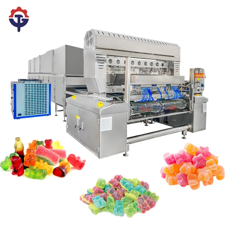 80 Kg/u Volledige Automatische Gelatine Geavanceerde Hard Soft Pectine Vitamine Bear Giant Candy Machine Productielijn