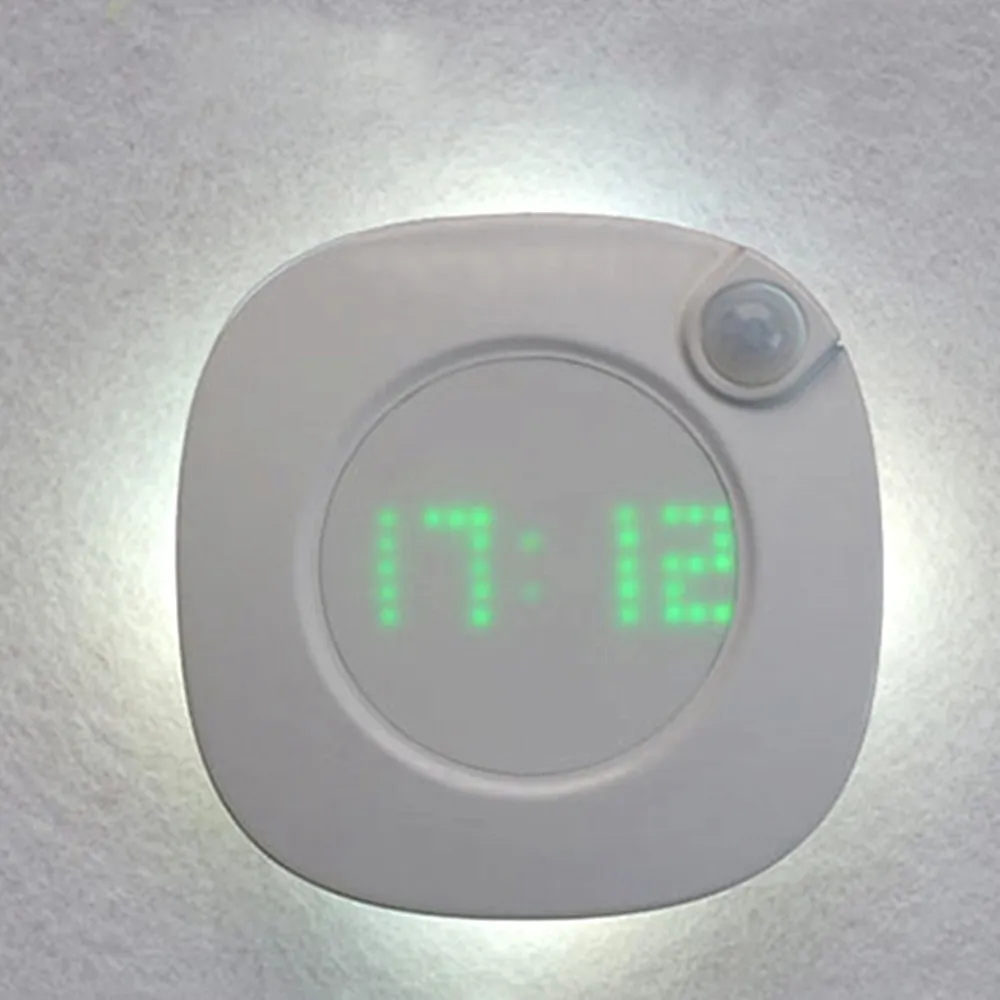 Luz Nocturna LED con Sensor de movimiento PIR, lámpara de pared con reloj de tiempo para el hogar y el dormitorio