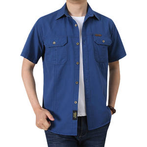 Chemise à col boutonné de couleur unie à manches courtes pour hommes Chemise décontractée Oxford 100% coton - Product Image 2