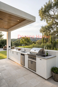 Armadi da <span class=keywords><strong>cucina</strong></span> per esterni con ascensore a tirare verso il basso cestello porte in vetro <span class=keywords><strong>trasparente</strong></span> e mobili di stoccaggio 72 pollici singolo lavello - Product Image 2