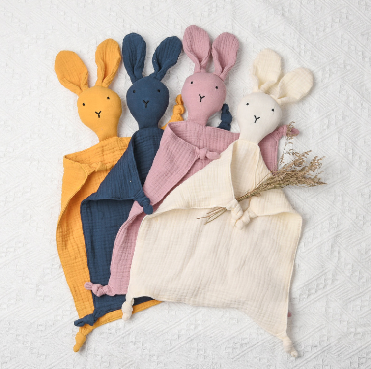 Cute Animal Muslin Bunny Baby Security