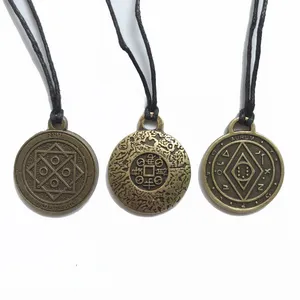 Oem Kẽm Hợp Kim Amulet Bronze Charms Đồng Xu Vòng Cổ Mặt Dây Chuyền Sức Khỏe Giàu Có Amulet 25Mm