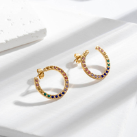 Pendientes MaiNa Exotic Chic de acero inoxidable para mujer, incrustaciones multicolores tipo gemas, aretes modernos, adornos para fiestas