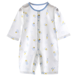 Combinaison pour bébé en coton peigné antibactérien, imprimé ours, style coréen, respirante, combinaison d'été pour nouveau-né, combinaison pour enfants - Product Image 2