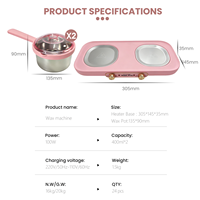 Chauffe-cire numérique double pot rose 600 ml x 2 200 W pour épilation en salon, prise OEM