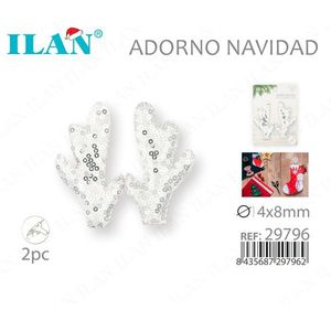 Ornamento Natalizio a Forma di Corna di Cervo Ilan 4x8mm Bianco 2 Pezzi Decorativo - Product Image 3
