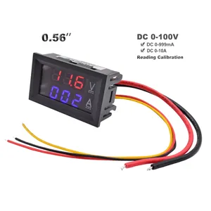 0,56 DC 0-100V 10A Volt Amp digital Medidor de panel de amperios de voltaje y corriente Dispositivo de medición digital Voltímetro amperímetro LED Tester