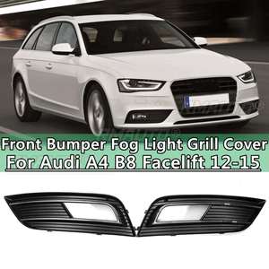 Par de Rejillas para Faros Antiniebla Delanteros Izquierdo y Derecho para Audi A4 B8 Facelift 2012 2013 2014 2015 Negro Mate con Cromado - Product Image 1