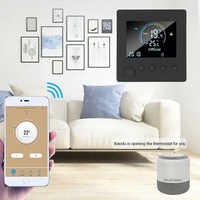 Termostato programable con pantalla a color WiFi Tuya negro para calefacción eléctrica de alta potencia y calderas de gas
