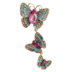PFT Novo Broche Criativo de Borboleta Longo com Strass, Estilo Retrô, Acessório de Peito para Casamento com Design de Inseto, em Liga Banhada a Ouro - Product Image 6