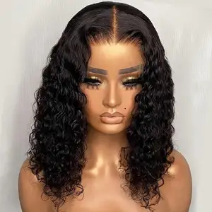 GM Wholesale Raw Indian Virgin water wave Bob Wig Human Hair 13x4 HD Lace Frontal Natural Human Hair Transparent Lace Front Wig
