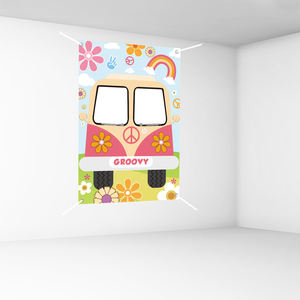 60's 70's <span class=keywords><strong>Hippie</strong></span> Bus Photo Prop Décorations De Fête Rétro Groovy Van Prop <span class=keywords><strong>Hippie</strong></span> Selfie Cadre Toile De Fond Bannière Articles De Fête - Product Image 3