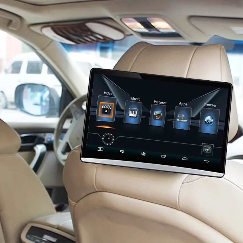 Baru 12.4 ''Layar Sentuh Penuh Android Headrest Monitor untuk Kursi Belakang Mobil Hiburan Dukungan 4K H-D-MI Youtube