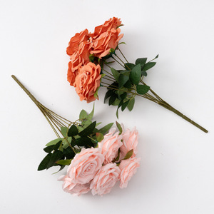 Ramo de Rosas de Diamantes de Lujo con 9 Cabezas, Flores Artificiales de Seda para Decoración del Hogar, Puerta, Boda, Fondo, Arte Floral, Arreglos Florales - Product Image 1