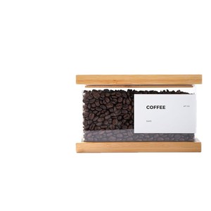 Caja de almacenamiento cuadrada de madera maciza con tapa de madera para granos, café, azúcar, proteína en polvo, contenedor de alimentos - Product Image 2