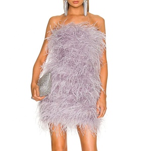 <span class=keywords><strong>Vestido</strong></span> de Noche Sexy <span class=keywords><strong>para</strong></span> <span class=keywords><strong>Mujer</strong></span>, Color Azul <span class=keywords><strong>Lila</strong></span> y Rosa, Mini <span class=keywords><strong>Vestido</strong></span> de Plumas <span class=keywords><strong>para</strong></span> Cóctel, <span class=keywords><strong>Vestido</strong></span> de Plumas de Avestruz <span class=keywords><strong>para</strong></span> Damas - Product Image 4