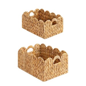 Handmade Woven <b>Storage</b> <b>Basket</b> Rectangle Linen Color Desktop Organizer For Toys Fruits Snacks - Product Image 4