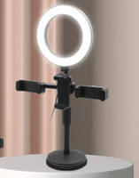 Yuvarlak disk çok kamera masaüstü dolgu ışığı, flamalar için canlı akış güzellik lamba, 3/2-kamera masaüstü geri çekilebilir 6-Inch standı
