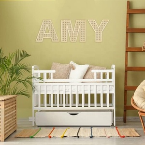 Rattan in legno rustico lettere per la decorazione della parete <span class=keywords><strong>di</strong></span> casa dipinta <span class=keywords><strong>di</strong></span> matrimonio Nursery segno per Baby Shower - Product Image 3