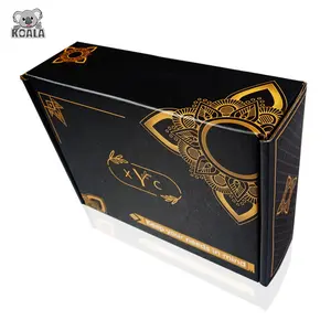 Caja de cartón corrugado con logotipo personalizado, venta al por mayor, color negro mate