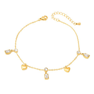 <span class=keywords><strong>In</strong></span> stock! 2023 Summer Beach Jewelry cavigliera cavigliere con ciondolo <span class=keywords><strong>in</strong></span> zircone a cuore <span class=keywords><strong>in</strong></span> acciaio inossidabile placcato oro 18 carati per le donne - Product Image 3