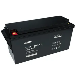 Bateria lifepo4 rv 12v 200ah, bateria de armazenamento de caravana e lítio