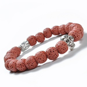 F116 Colorful <strong>Heaven</strong> <strong>and</strong> <strong>Hell</strong> Buddha Head Skull Design lava Rock Customised Bracelet - Product Image 4