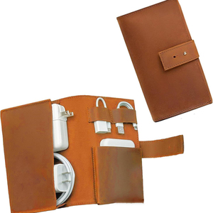 Premium Leather Luxury Durable Cable Organizer Pouch Waterproof Shockproof Buckle Closure Daily Use USB Charger Cord - Product Image 4