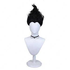 Perruque de cosplay Nezha le Garçon Diable, noire, courte, ondulée, à pointes, en <span class=keywords><strong>cheveux</strong></span> synthétiques, unisexe, pour les amateurs de cosplay, les fêtes et les jeux de rôle - Product Image 1